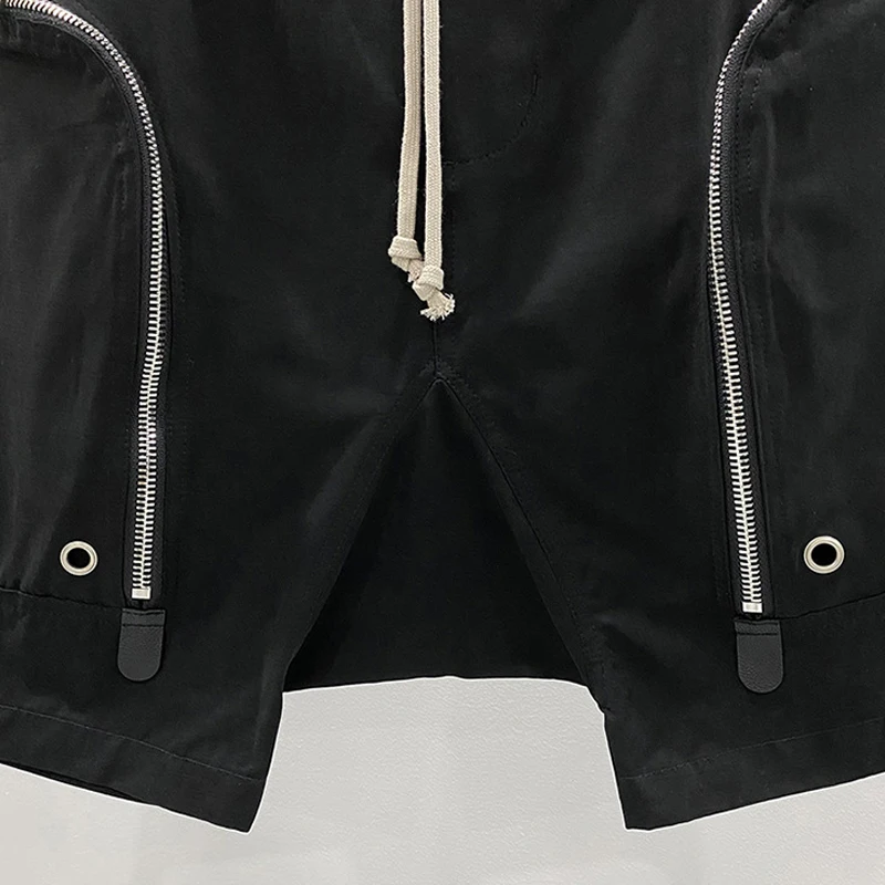 Fashion Men's Casual Shorts Cotton Pants for Man Zipper Design Men Trousers Black Solid Men's Clothing 5