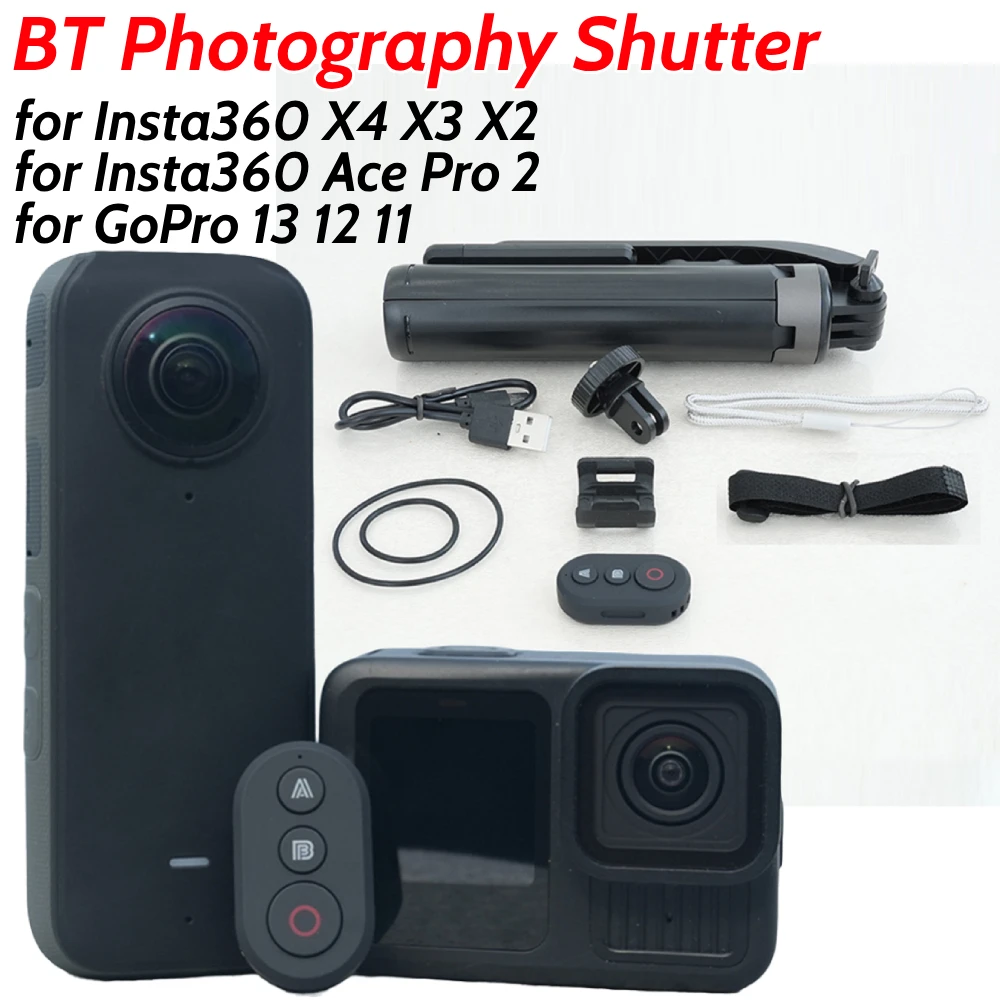 BT Photography Shutter Release Button Controller Smart Remote Control for Insta360 X4 X3 X2 Ace Pro 2 for GoPro 13 12 11