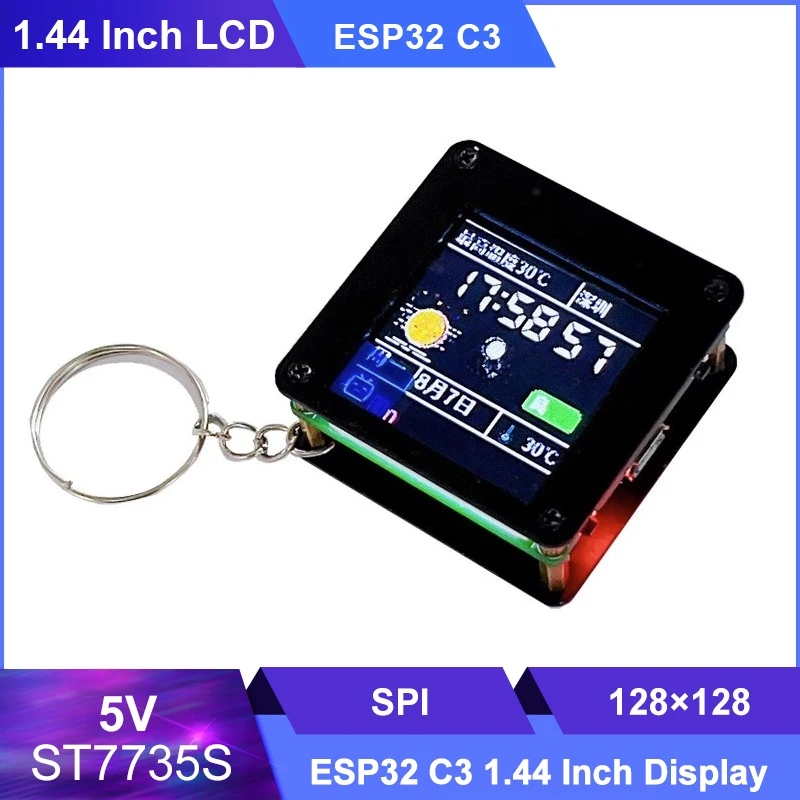 Pequeno Pingente Spaceman Portátil Display Desktop Pequenos Ornamentos Carry-on Mini tv Lvgl Esp32 c3 1.44 St7735 Tela Spi