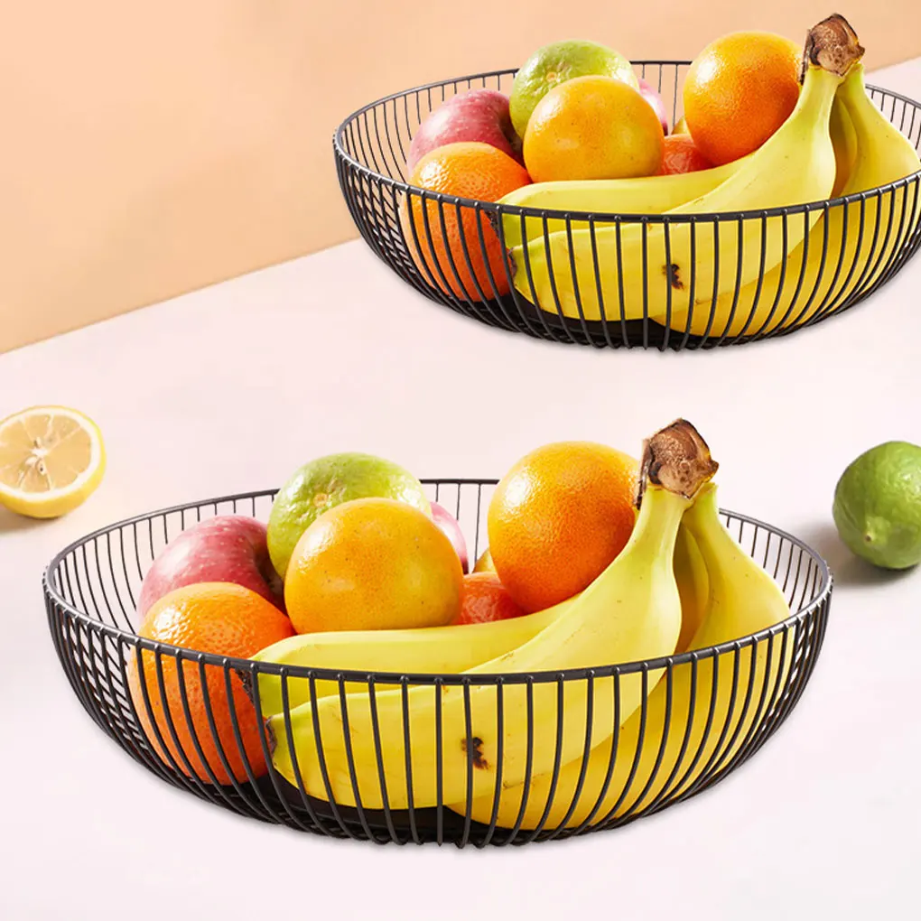 New Iron Art Fruit Basket Storage Nordic-Style Living Room Fruit Plate Snacks Creative-Bowl Storage Basket Kitchen Organizer