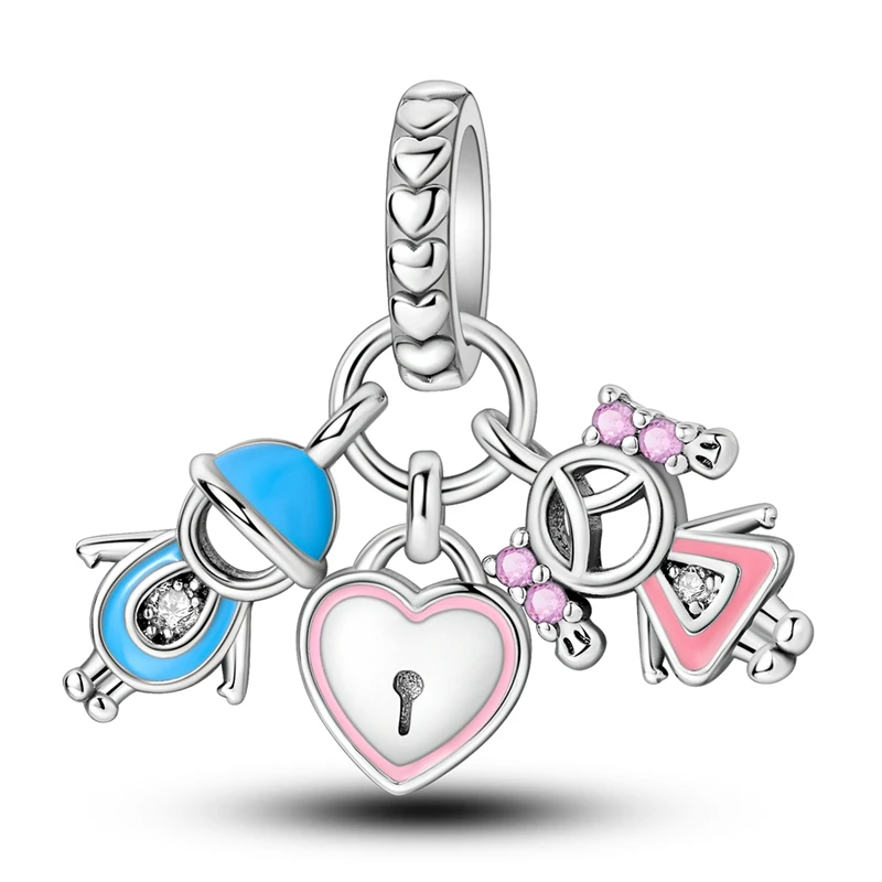 Herzförmige warme Familien-Charm-Perlen aus 100 % 925er-Sterlingsilber, passend für Qikaola Original-Armbänder, feine DIY-Schmuckgeschenke zum Muttertag – Detail 35