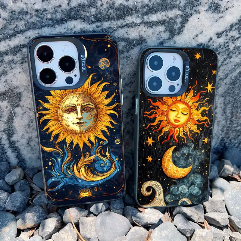 Funny Sun and Moon Face Shockproof Laser Phone Case
