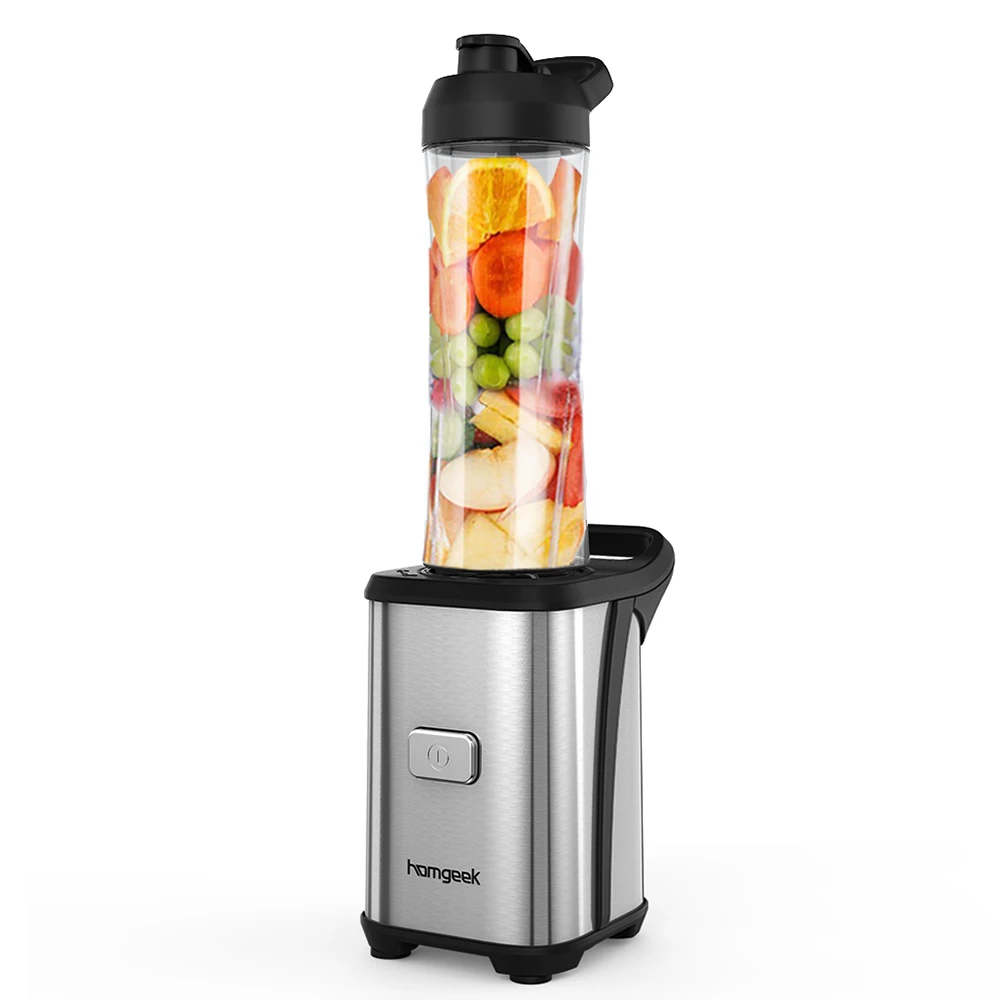 Homgeek Smoothie Blender 300W Personal Blender for Shakes and Smoothies Juice Blender with 2 Tritan BPA-Free 20oz Travel Bottles