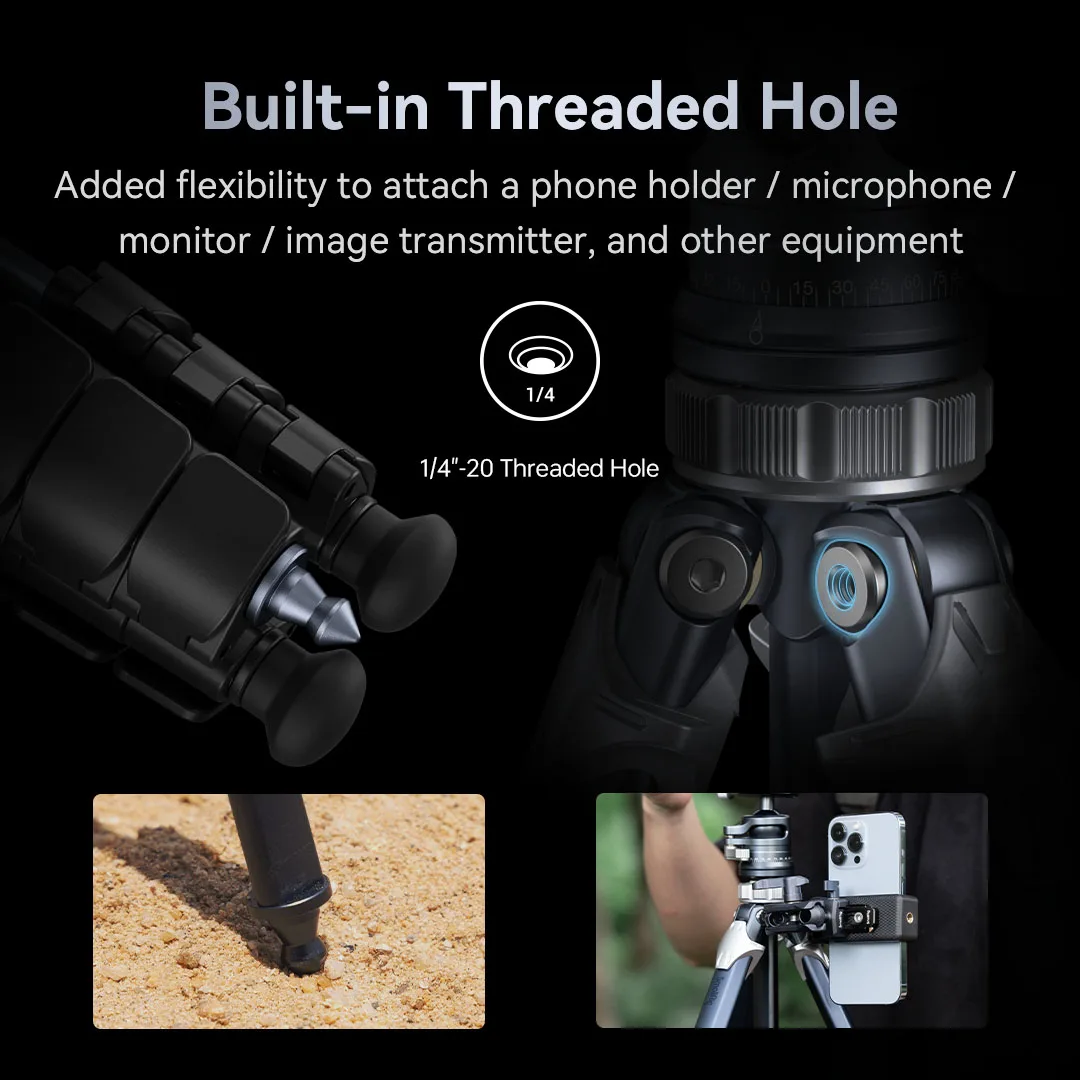 SmallRig 경량 여행용 삼각대 AP-02, 컴팩트 구조, 360 ° 볼 헤드, 퀵 릴리스 플레이트, 용 여행 가방, DSLR