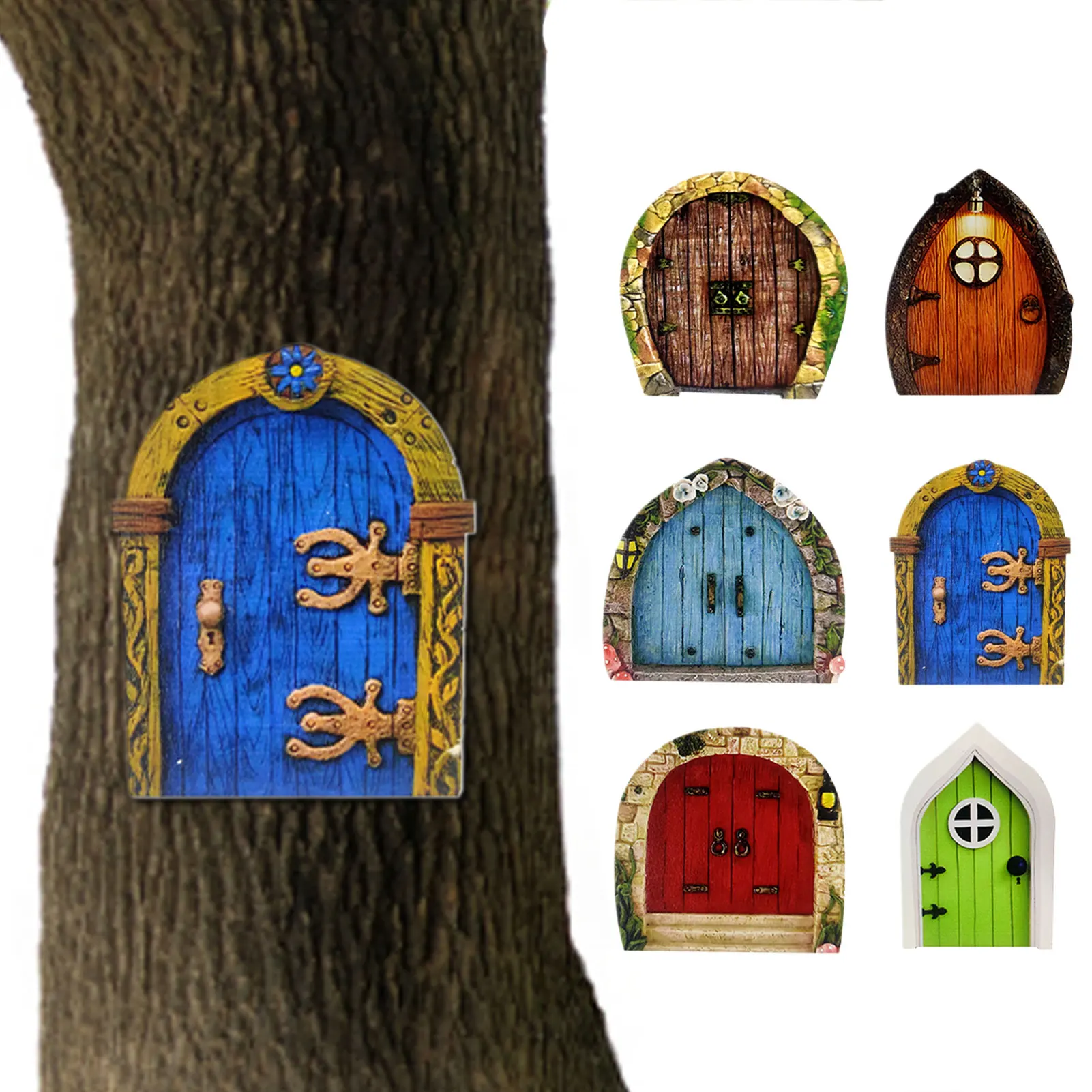 6 Pcs Kit Porta Fata Porte Fata In Miniatura Colorato Porta Hobbit Porte Fata Per La Decorazione Della Stanza Accessori Per La Decrazione Della Casa B