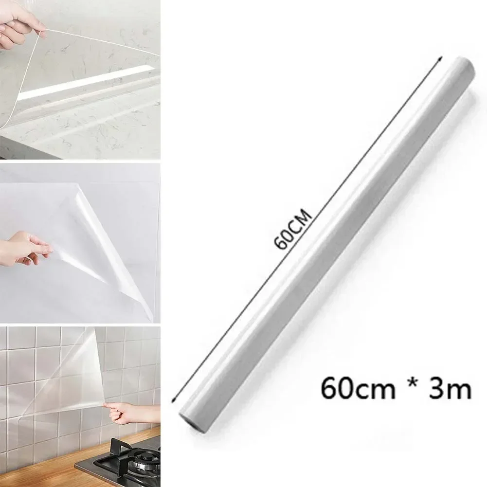 Transparent Kitchen Oil-Proof Wall Sticker Heat-Resistant Splash Protection Foil Antifouling Tile Film Anti-oil Sticker 1 Roll wall stickers self adhesive stickers kitchen wall sticker oil proof film