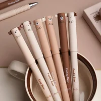 4pcs Cute Bear Erasable Pen, Coffee Colored Cartoon Bear Design- 0.5mm Black/Blue Ink, Fine Writing Instruments for Office Use 2