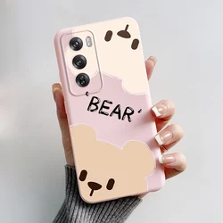 Cute Bear Cartoon Frog Matte Silicone Soft Phone Case for Reno 12 Pro 5G (Pink-M01)