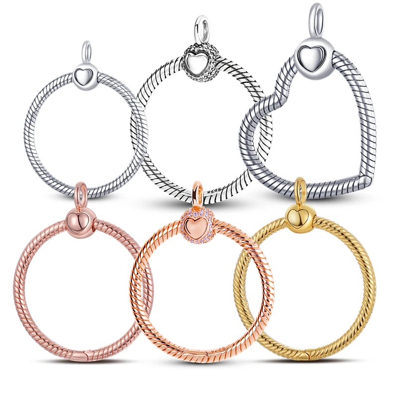 Charm jewelry sterling silver jewelry bead jewelry making loose gemstone jewelry 925 Sterling Silver Moments Pave O Pendant fit Original Cable Chain Pendant Necklace CZ DIY Jewellery Jewelry Making