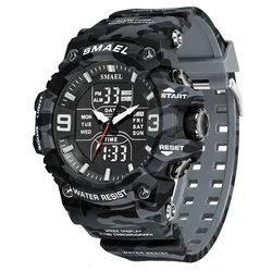 Rugged Men's Sport Waterproof Digital Watch with Alarm and Dual - Time Features (CAMO GRAY)