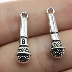 Set of 10 Colorful Zinc Alloy Microphone Charms (Antique Silver Color)