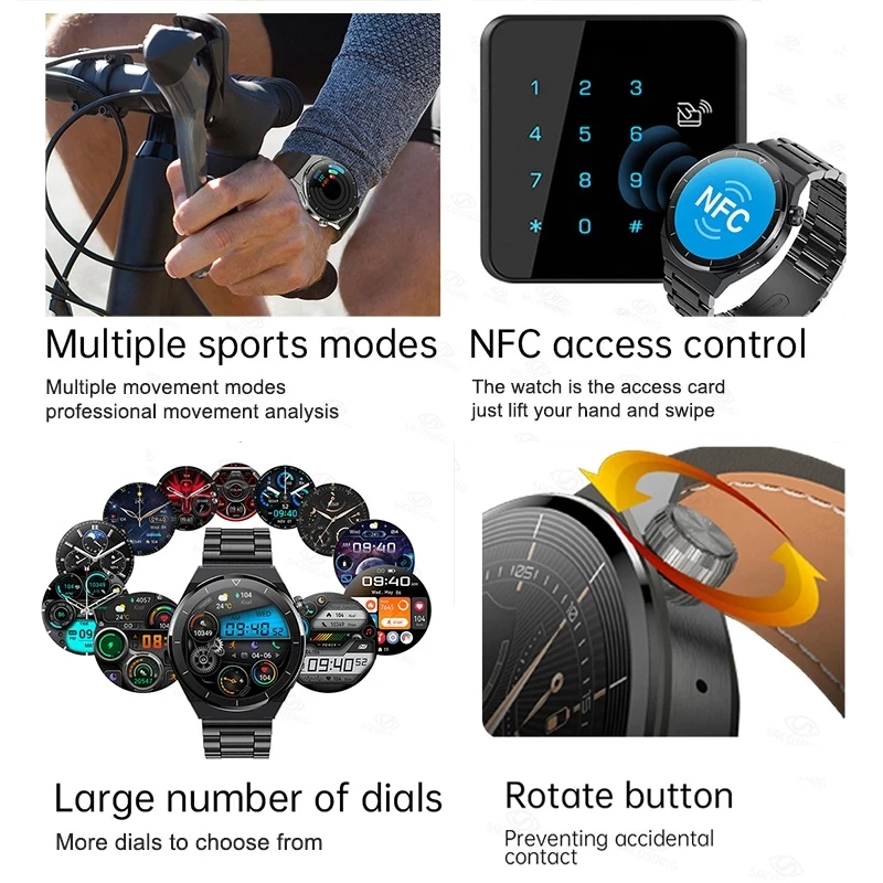 2023 NFC Smartwatch Men AMOLED 390*390 HD Screen Always display the time  Bluetooth Call IP68 Waterproof Smart Watch For Xiaomi