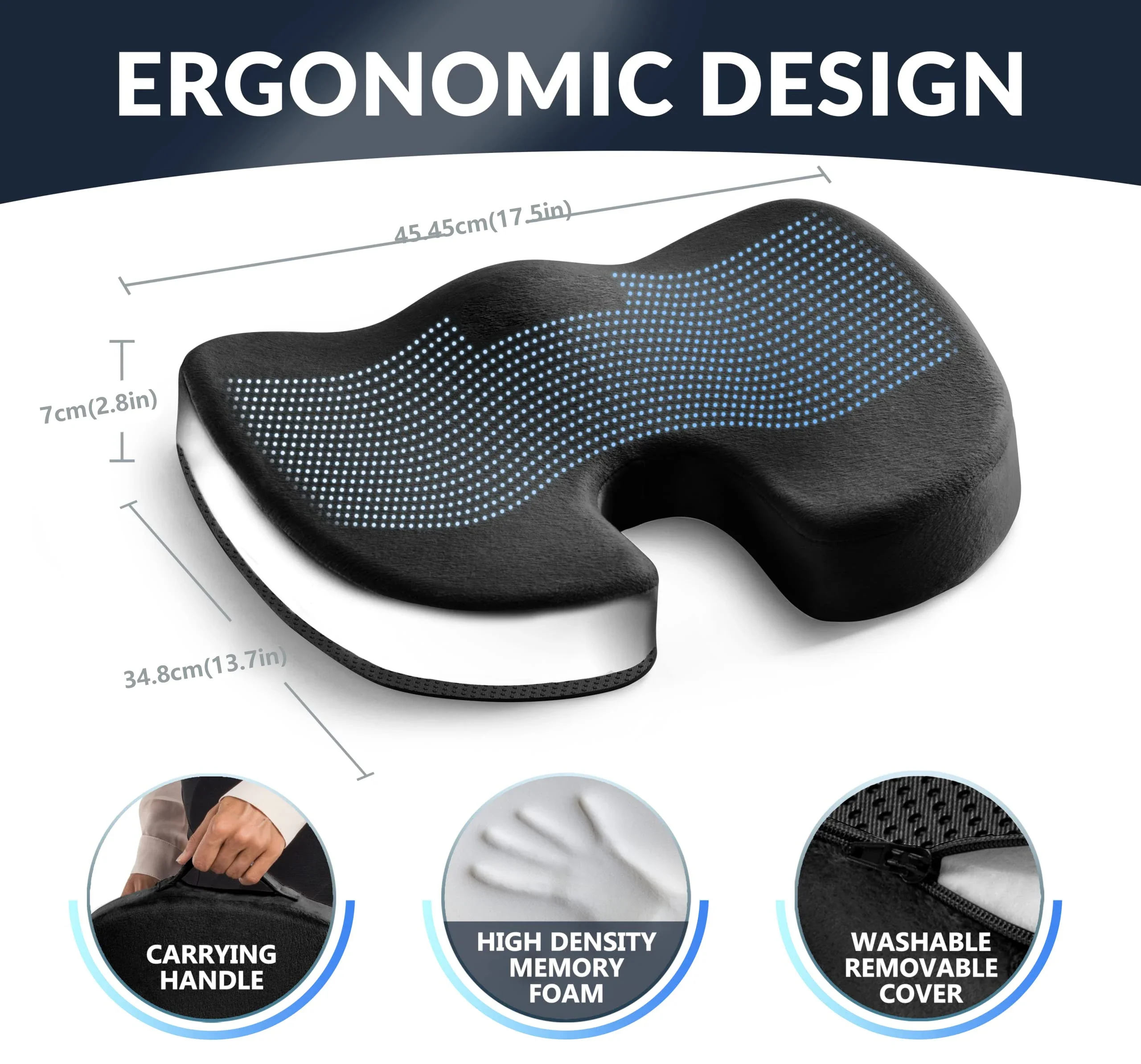 Sitting Cushion Office Chair Cushion-Gel-cool and seat puffs for tailbone pain-Desk and Chair Car seat cushions for Driving