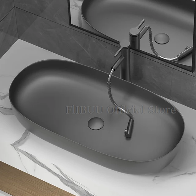 อ่างล้างมือเซรามิกสำหรับใช้ในห้องน้ำชามด้านบนของเคาน์เตอร์อ่างล้างมือเดี่ยวอ่างล้างหน้าล้างมืออ่างล้างมือพอร์ซเลนอ่างล่างหน้า 2