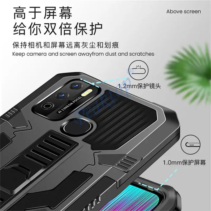 Infinix Hot 11 Play 2021 용 충격 방지 케이스, 아머 카메라 360 뒷면 보호 커버 인피니틱 핫 10 플레이 케이스 핫 9 플레이 범퍼 푼다