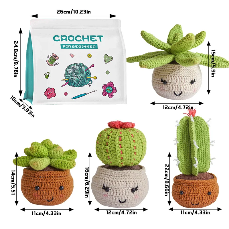 

New Product English Manual for Beginners Handmade DIY Crochet Material Wrapped with Wool Flower and Large Pot Plant Pendulum