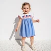 Girls Patriotic Dress American Flag Embroidered Round Neck Flutter Sleeve Casual Dress Children s Summer Outfit for 1