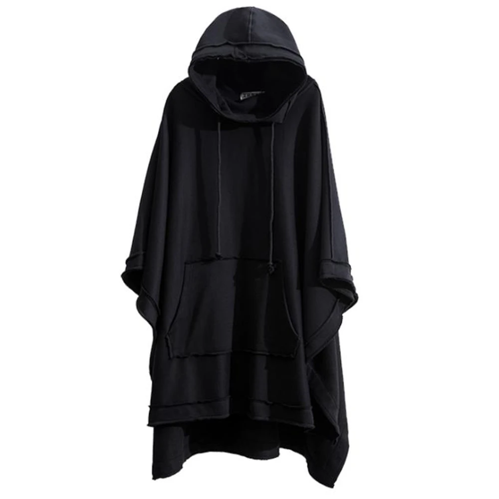 Description Picture 2 of itemM-6xl Autumn Winter New Men Loose Bat Cloak Cape Dark Medium Long Fashion Thick Hooded Jacket Hiphop Outerwear Coats Overcoat