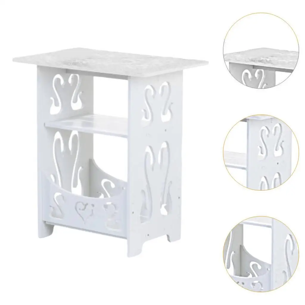 End Table, Small Bedside Table with Storage, Modern Nightstand, Side Table, for Living Room, Bedroom, White