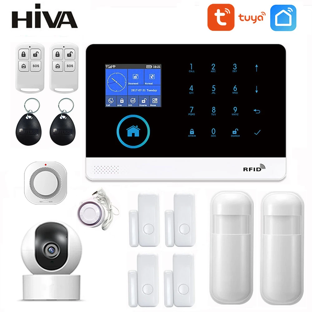 PG-103 Home Security Alarm System Wifi GSM Alarm Intercom Remote Control Autodial 433MHz Detectors IOS Android Tuya APP Control