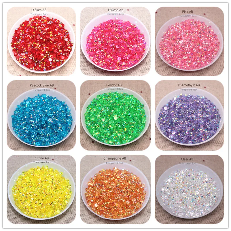 Shiny Transparent Jelly AB Resin Rhinestones Flatback Strass Stone DIY Jewelry Craft Decoration Accessories