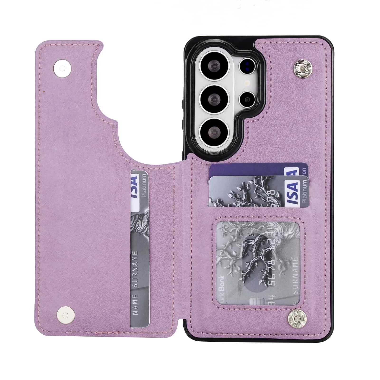 Floral Leather Wallet Phone Case with Stand and Card Holder, Double Magnetic Clasp