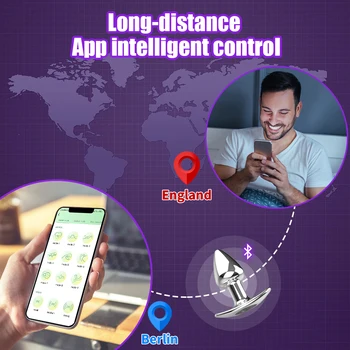 APP Butt Plug Sex Toy for Woman Men Gay Prostate Massager Remote Control Stainless Steel Anal Plug Vibrators Sex Toy for Adults 5