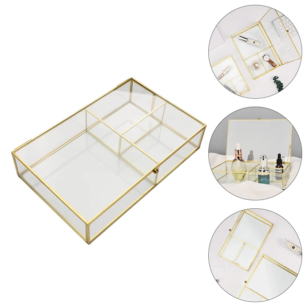 Glass Jewelry Box with Lid Vanity Lidded Box Jewelry Display Organizer Accent Decorative Box for Trinket Rings Bracelet Storage necklace display holder vanity necklace organizer desktop jewelry display organizer