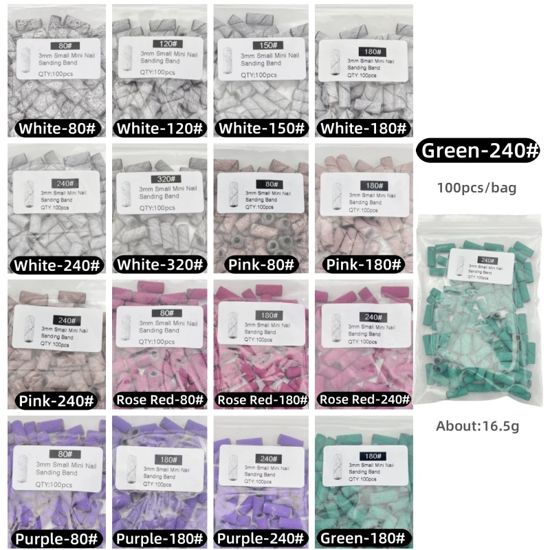 100Pcs 3mm Mini Nail Sanding Bands Thickened Nail Sanding Rings for Removing Polish