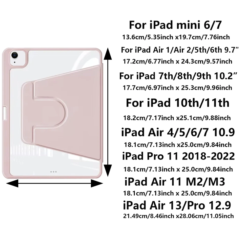 Swiveling 360° Rotation Tablet Cover for iPad Air, iPad, and iPad Pro