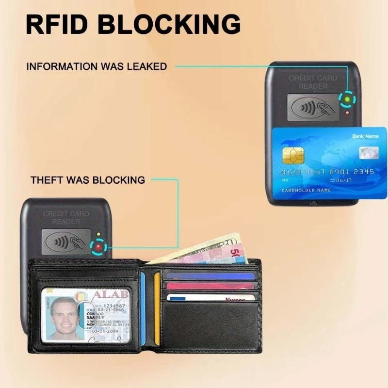 Sleek Carbon Fiber RFID-Blocking Tri-Fold Wallet with ID Window and Ample Card Storage