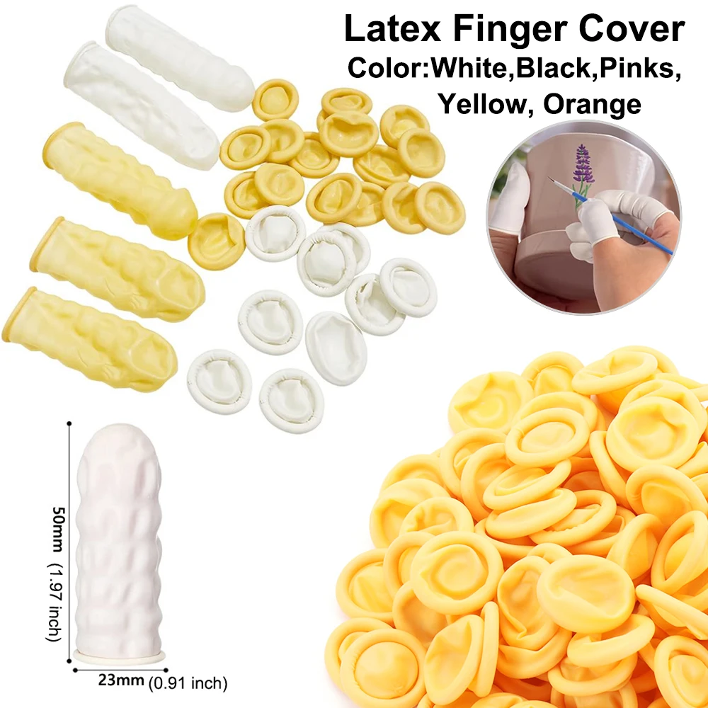 Disposable Latex Finger Cot Rubber Gloves 100pcs Nonslip Anti-static Fingertip Protector Finger Thumb Sleeve Glove