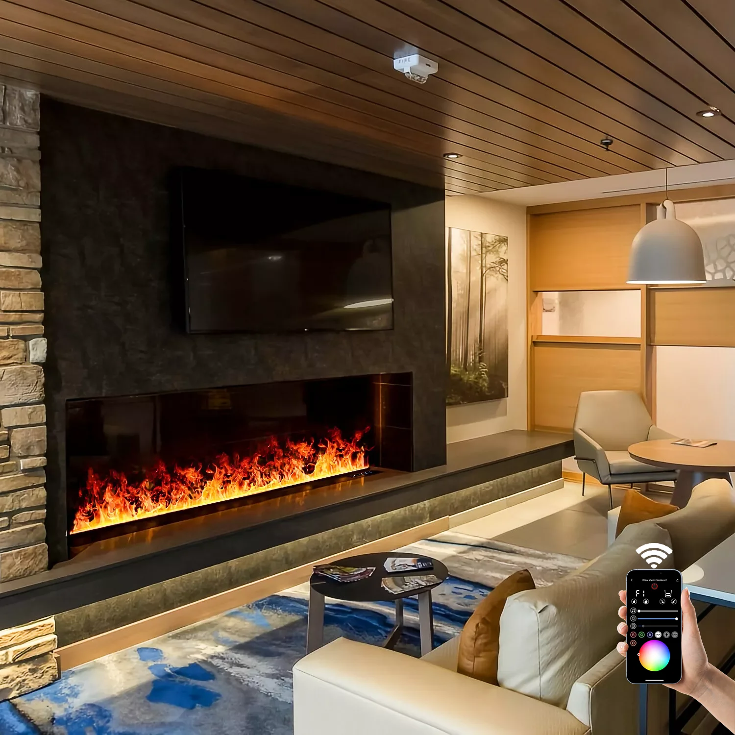 Color simulation flame atomization fireplace intelligent control steam humidifier LED flame indoor TV decoration 3D fireplace