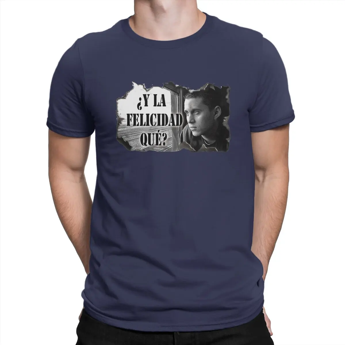 thumbnail image 1 of Camiseta divertida "What Happiness" para hombre, cuello redondo, algodón puro, Canserbero, manga corta, ropa estampada, 1 of 7