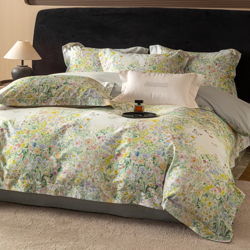 Svetanya Print Egyptian Cotton Bedding Set Bed Linen Queen King Ru Full Size Duvet Cover Set Sheet Pillowcase 2