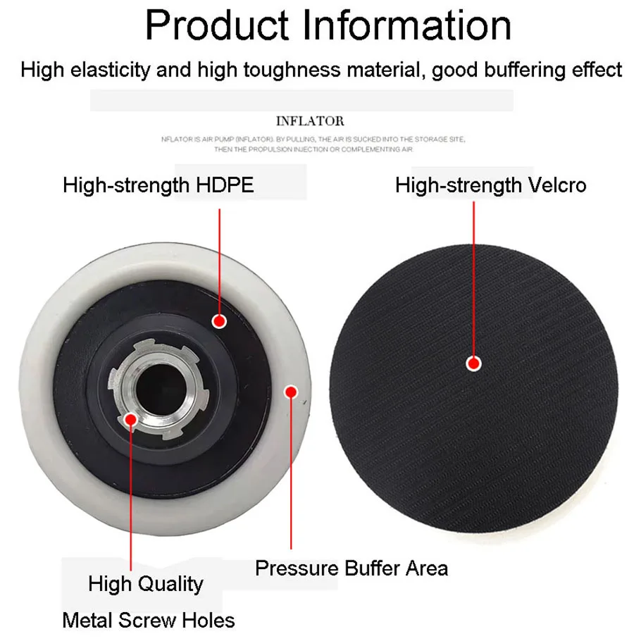 1/2/3/5 inch Soft Edge Backing Plate for Rotary Polisher 25mm-125mm Hook & Loop Adhesive Back Plate for ing Pads
