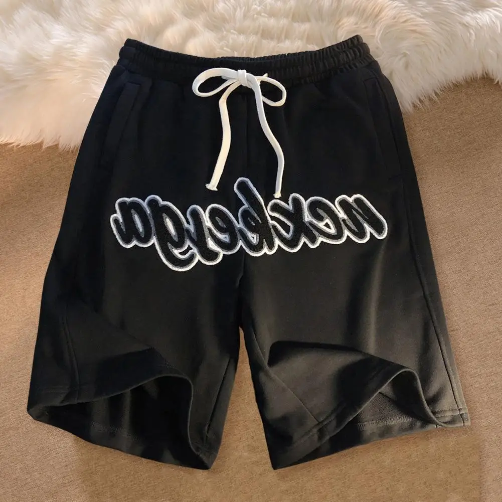 

Men Shorts Men's Elastic Waist Drawstring Shorts With Pockets For Running Sports Wide Leg Street Style Shorts Summer For Men