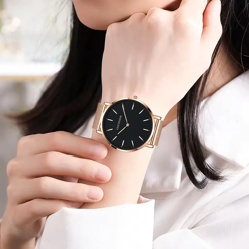 2025 New Women Watch LIGE Top Brand Luxury Ultra Thin Mesh Quartz Watches for Women Fashion Sports Waterproof Watch Ladies