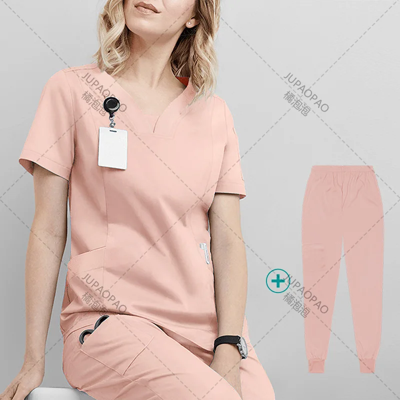 Multicolor Short-Sleeved Pharmacy Nurse Uniform Hospital Doctor Workwear Dental Surgery Uniforms Medical Lab Work Two-piece Suit nurse scrubs top,nurse uniform suits