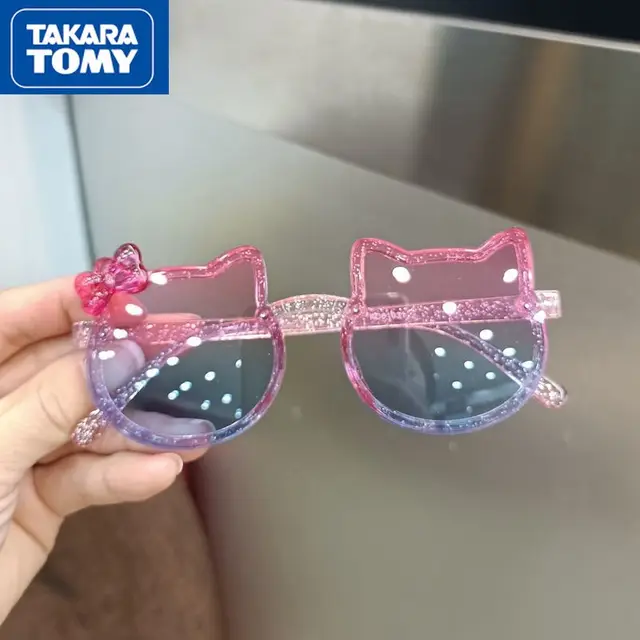 TAKARA TOMY Hello Kitty Summer New Children's Fine Flash Bow Light Anti-glare Outdoor Seaside Polarized Sunglasses for Girls 1