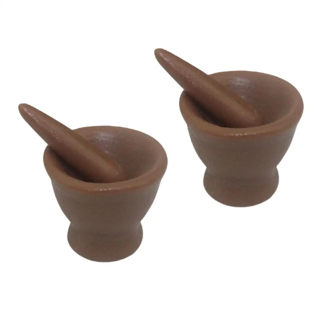1/12 Dollhouse Ceramic Mortar And Pestle Set Garlic Spices Crusher