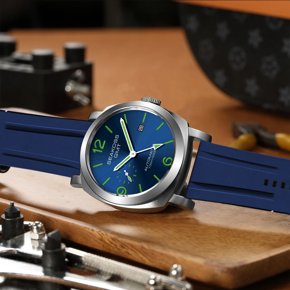 10Bar GMT Diving Automatic Mechanical Watch Men 1963 Original ST2557 Movement 316L Luminous Calendar Sapphire Wristwatch SEAKOSS