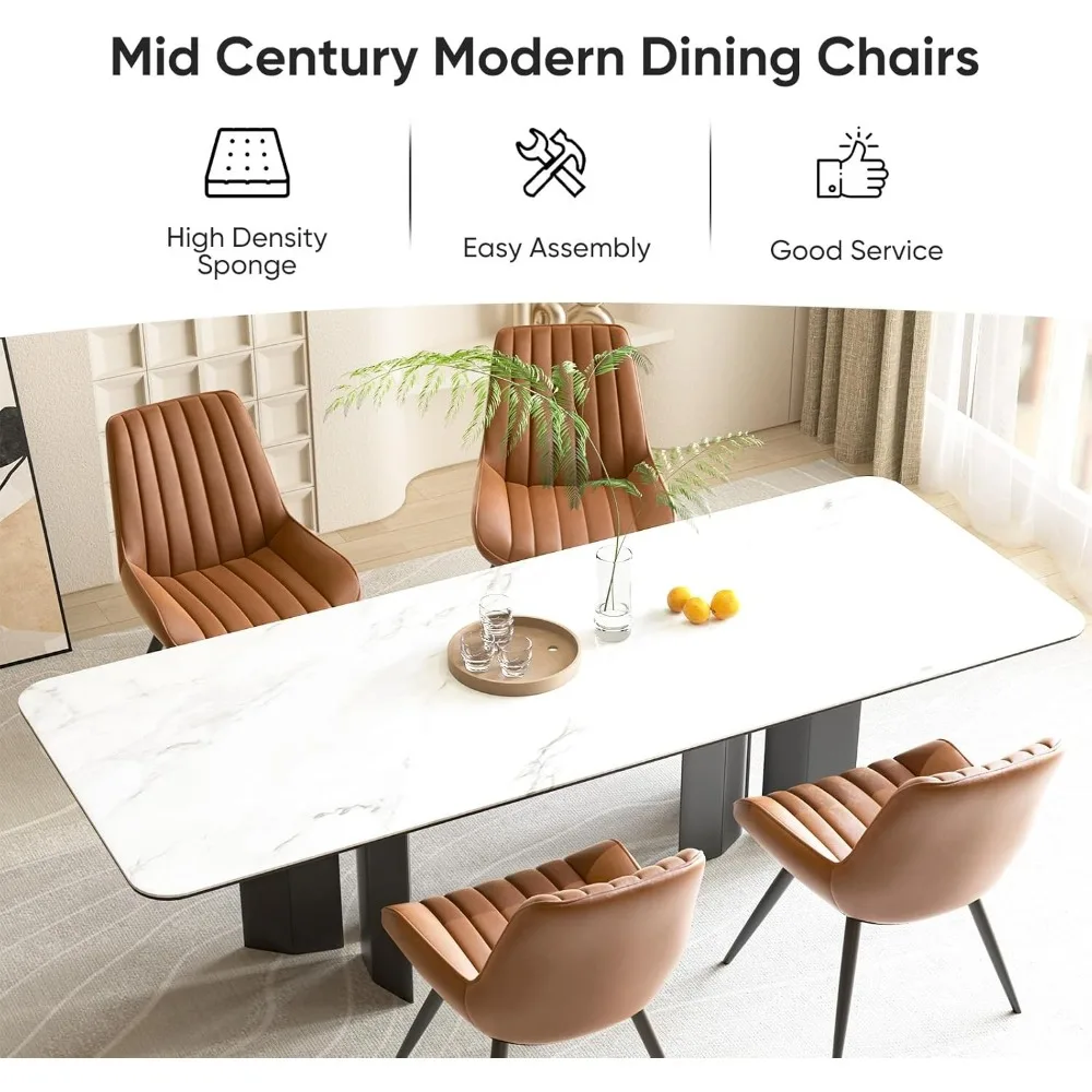 Modern Dining Chairs Set of 4, Comfy Dining Room Chairs with Thick Cushions, Upholstered Fabric Kitchen Side Chairs 3