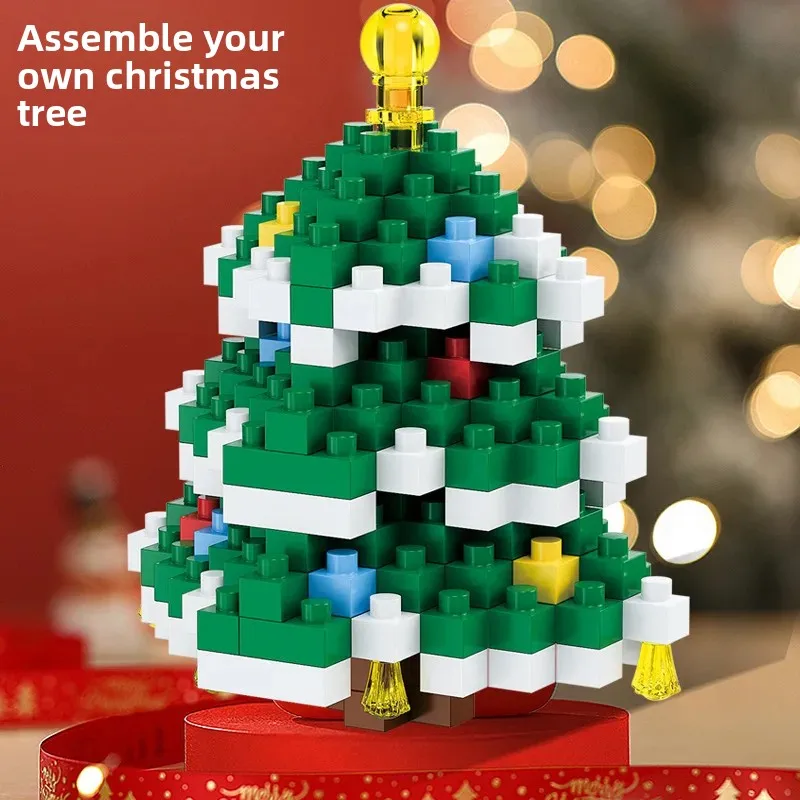 Festive Holiday Tree Particle Building Set - Creative Micro Bricks Educational Toy