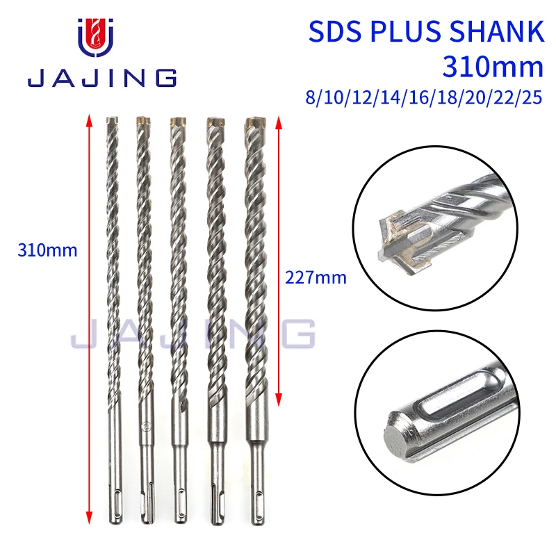 SDS PLUS 310mm Electric Hammer Drill Bits Tungsten Carbide Cross Tip  For Masonry Concrete Rock Stone Drilling Hole Saw