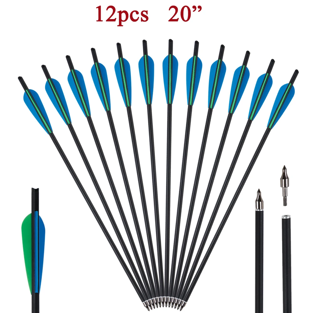 12-Pack 20 Carbon Arrows with 125-Grain Removable Tips