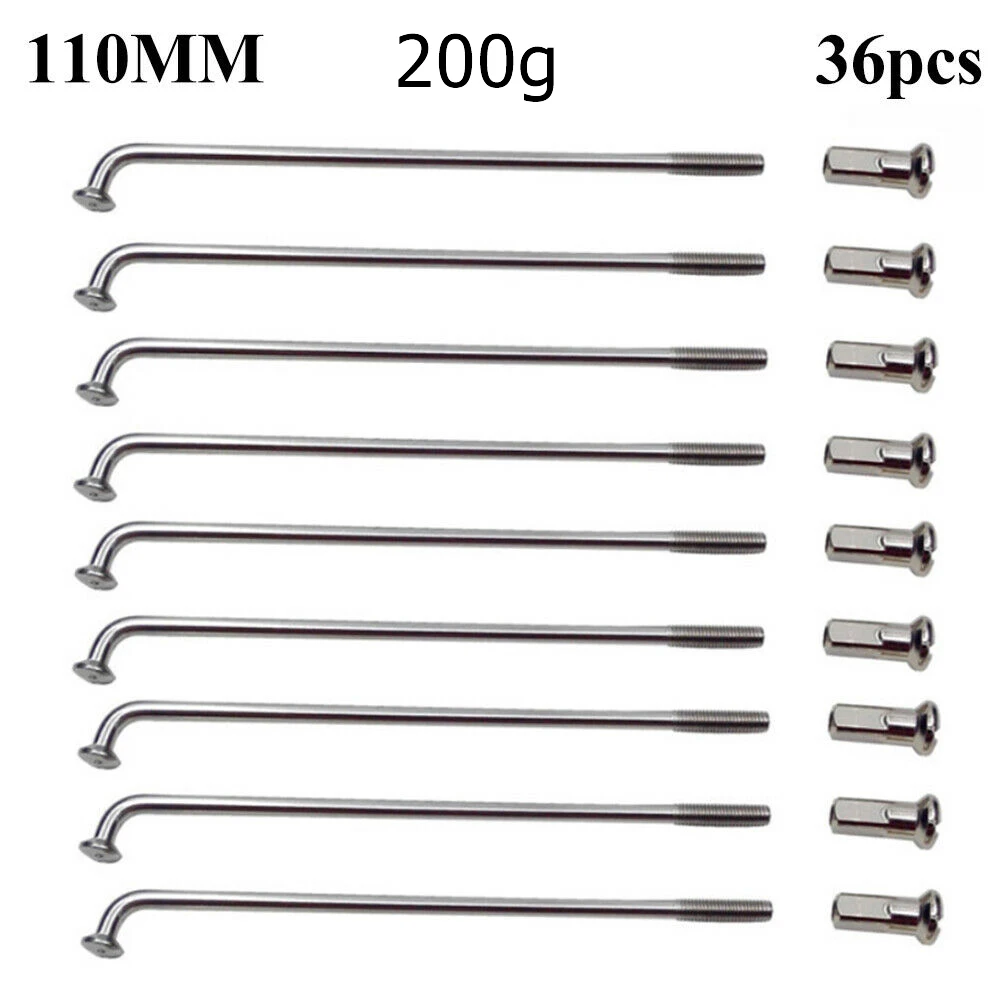 36PCS Bicycle Spokes 2.5mm 12G 12K Electric Bike Wheel Tire Steel Spokes 80-305mm Load Wire Electric Bicycles Accessories