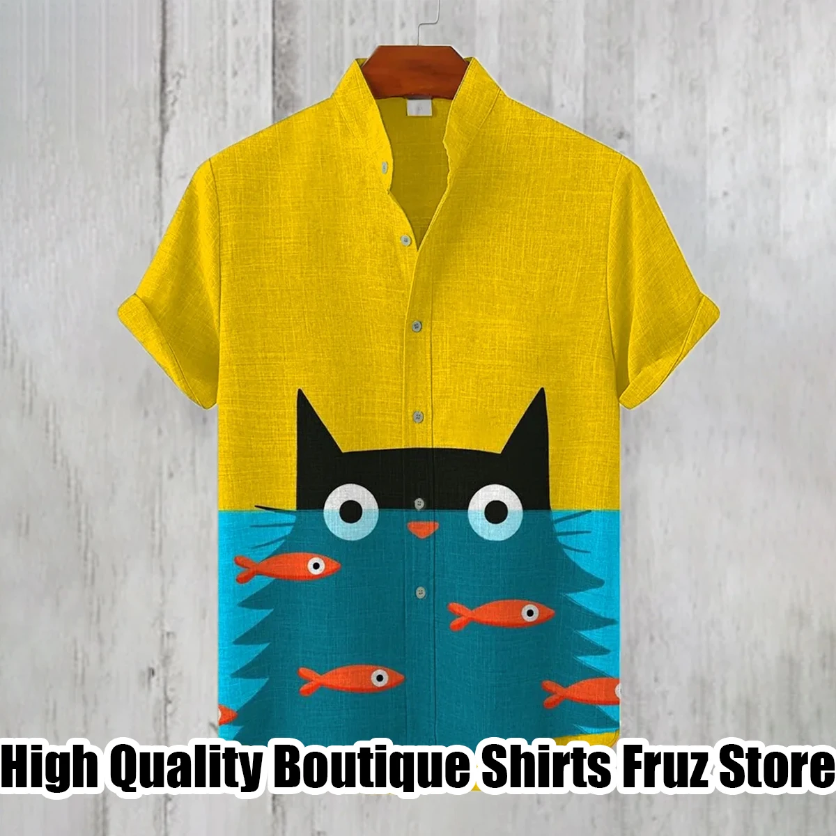 Mens Manta Rays Art Print Linen Blend Casual Shirt