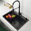New Luxury Matte Black Kitchen Sink Above Counter or Under Mount Vegetable Washing Basin Sinks Dark Grey Kitchen Accessories 1