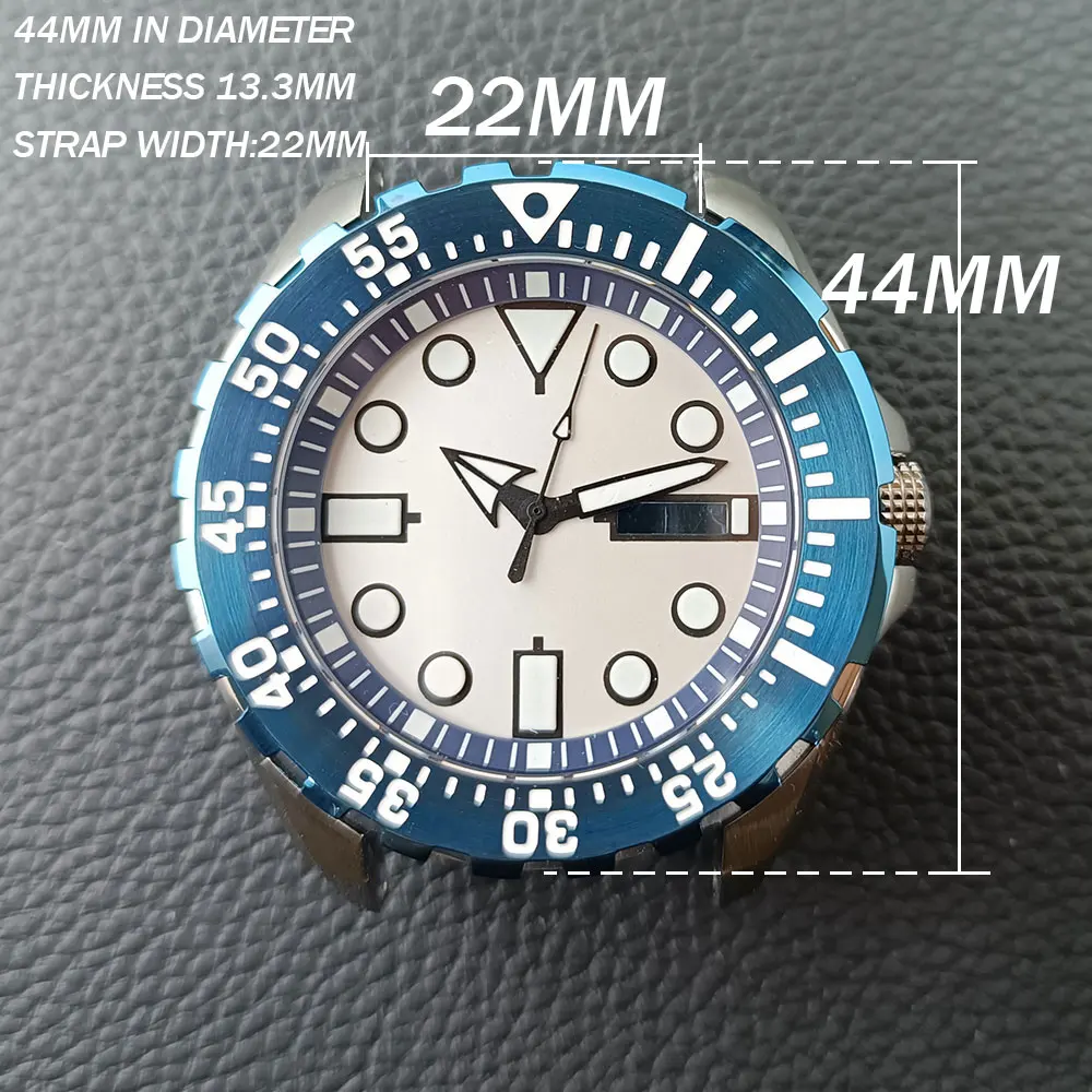 Men's 44mm Steel Watch Case with Sapphire Glass and Accessories